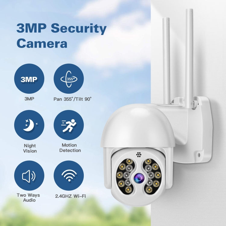 Tuya QX56 3.0 Million Pixels IP66 Waterproof 2.4G Wireless IP Camera, Support Amazon Alexa & Google Home & Motion Detection & Two-way Audio & Full Color Night Vision & TF Card, AU Plug - Dome Camera by PMC TechLife | Online Shopping South Africa | PMC TechLife