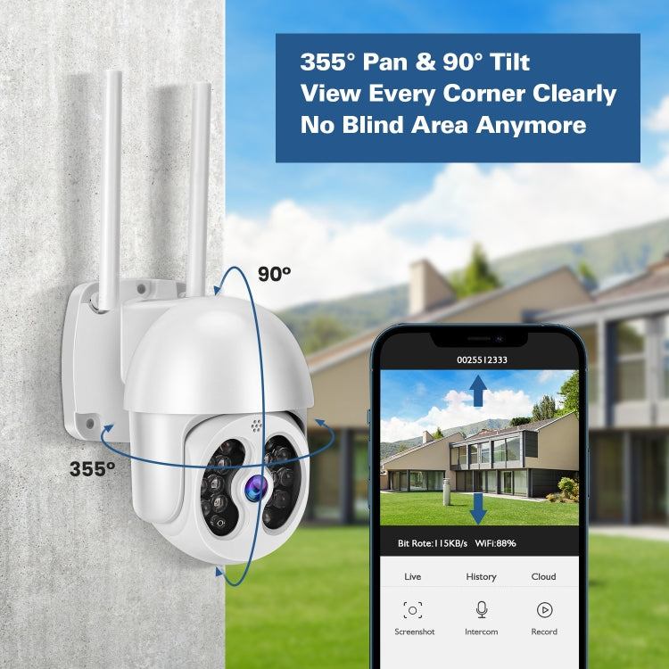Tuya QX56 3.0 Million Pixels IP66 Waterproof 2.4G Wireless IP Camera, Support Amazon Alexa & Google Home & Motion Detection & Two-way Audio & Full Color Night Vision & TF Card, US Plug - Dome Camera by PMC TechLife | Online Shopping South Africa | PMC TechLife