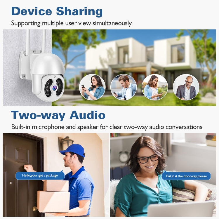 Tuya QX56 3.0 Million Pixels IP66 Waterproof 2.4G Wireless IP Camera, Support Amazon Alexa & Google Home & Motion Detection & Two-way Audio & Full Color Night Vision & TF Card, US Plug - Dome Camera by PMC TechLife | Online Shopping South Africa | PMC TechLife