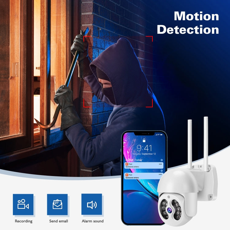 Tuya QX56 3.0 Million Pixels IP66 Waterproof 2.4G Wireless IP Camera, Support Amazon Alexa & Google Home & Motion Detection & Two-way Audio & Full Color Night Vision & TF Card, AU Plug - Dome Camera by PMC TechLife | Online Shopping South Africa | PMC TechLife