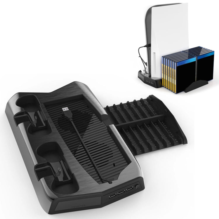 KJH P5-010-2 Multi-function Charging Cooling Fan Base with Storage Tray Bracket For PS5 De / UHD - Charger & Power by PMC TechLife | Online Shopping South Africa | PMC TechLife