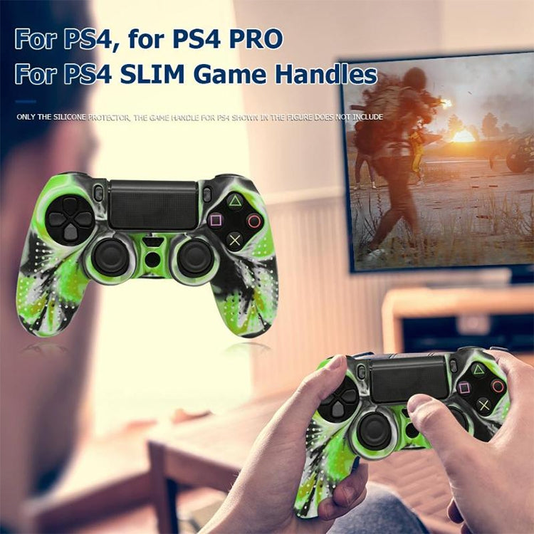 Non-slip Silicone Protective Case for Sony PS4(Black+green) - Cases by PMC TechLife | Online Shopping South Africa | PMC TechLife