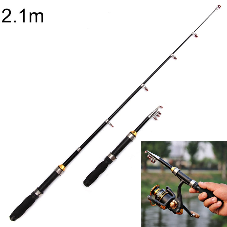 36cm Portable Telescopic Sea Fishing Rod Mini Fishing Pole, Extended Length : 2.1m, Black Tube-type Reel Seat - free shipping - PMC TechLife - Order now!