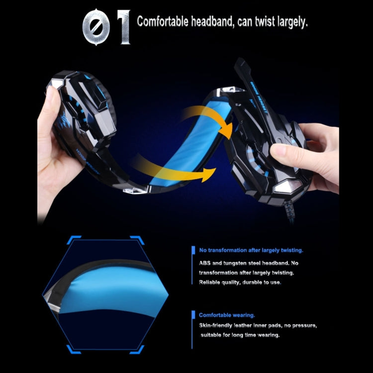 KOTION EACH G9000 3.5mm Game Gaming Headphone Headset Earphone Headband with Microphone LED Light for Laptop / Tablet / Mobile Phones,Cable Length: About 2.2m(Black Red) - free shipping - PMC TechLife - Order now!