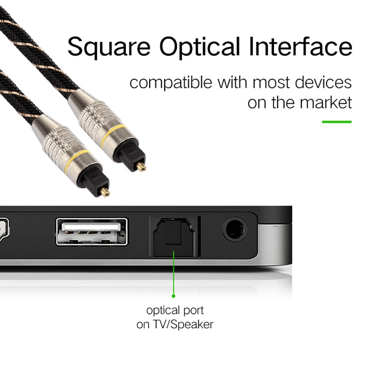 2m OD6.0mm Gold Plated Metal Head Woven Net Line Toslink Male to Male Digital Optical Audio Cable - free shipping - PMC TechLife - Order now!