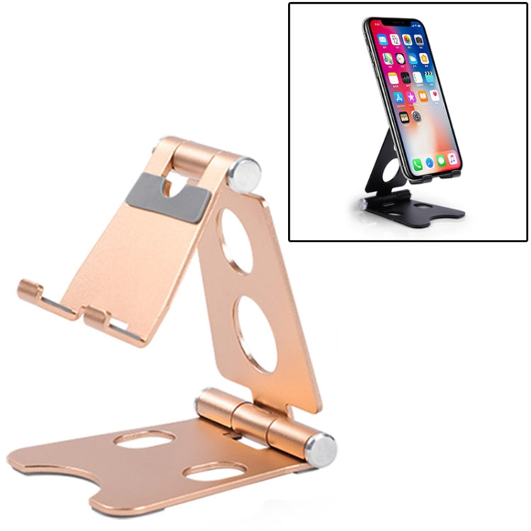 ROOSTAND R2 Aluminum Alloy Mobile Desktop Tablet Bracket Double Folding Lazy Artifact, Size: 6.4x7x9cm(Champagne Gold) - Desktop Holder by PMC TechLife | Online Shopping South Africa | PMC TechLife