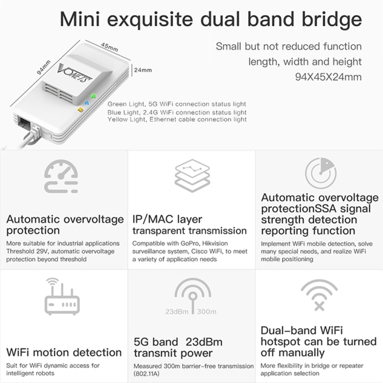 VONETS VAP11AC 5G / 2.4G Mini Wireless Bridge with Fan Version 300Mbps + 900Mbps WiFi Repeater, Support Video Surveillance & Control(White) - free shipping - PMC TechLife - Order now!