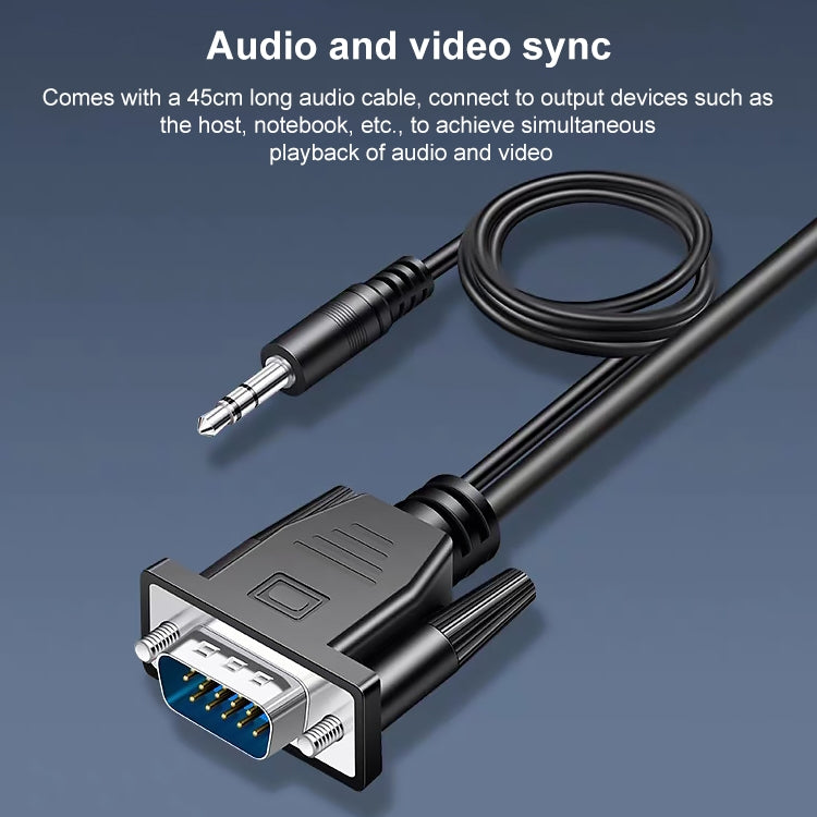 HDCO-VGAM2 1080P VGA Male to HDMI Female Converter with 3.5mm Audio Cable - Converter by PMC TechLife | Online Shopping South Africa | PMC TechLife