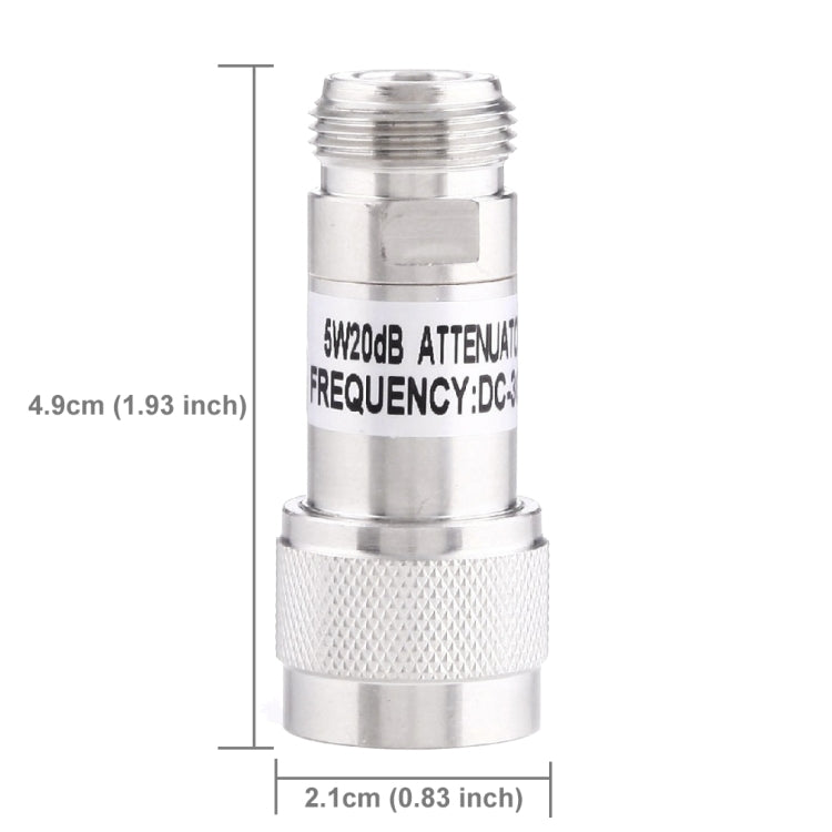 5W 20dBi N Female to N Male DC-13GHz Frequency Gain Attenuator(Silver) - Connectors by PMC TechLife | Online Shopping South Africa | PMC TechLife