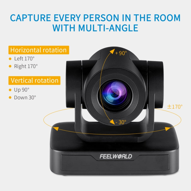 FEELWORLD USB10X 10X Optical Zoom 1080P USB PTZ Video Conference Camera, EU and US Plug(Black) - free shipping - PMC TechLife - Order now!