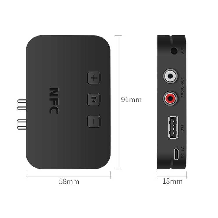 TI-800 NFC Desktop Bluetooth 5.0  Adapter Music Receiver for USB Drive Reads Bluetooth Speaker (Black) - Audio Receiver Transmitter by PMC TechLife | Online Shopping South Africa | PMC TechLife