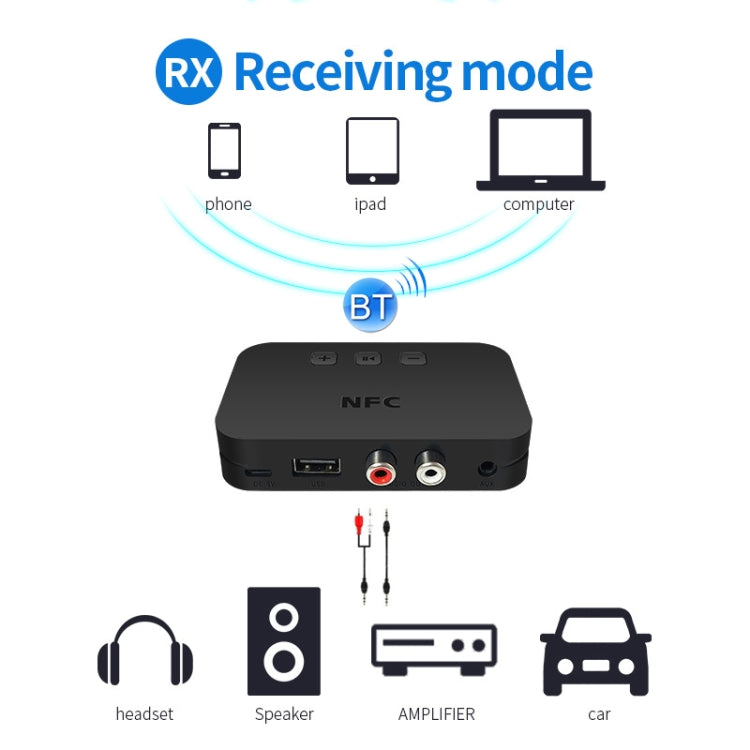 TI-800 NFC Desktop Bluetooth 5.0  Adapter Music Receiver for USB Drive Reads Bluetooth Speaker (Black) - Audio Receiver Transmitter by PMC TechLife | Online Shopping South Africa | PMC TechLife
