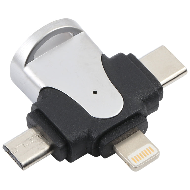 3 in 1 8 Pin + USB-C / Type-C + Micro USB Male to USB 3.0 Female Zinc Alloy Adapter - Converter & Adapter by PMC TechLife | Online Shopping South Africa | PMC TechLife