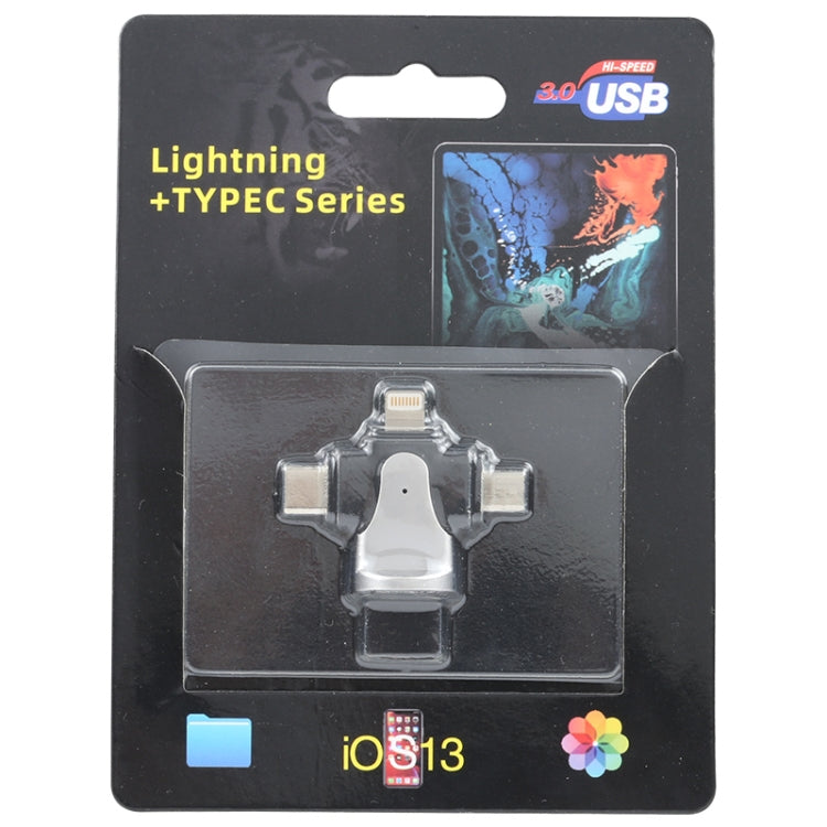 3 in 1 8 Pin + USB-C / Type-C + Micro USB Male to USB 3.0 Female Zinc Alloy Adapter - Converter & Adapter by PMC TechLife | Online Shopping South Africa | PMC TechLife