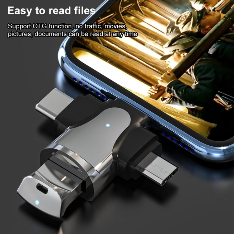 3 in 1 8 Pin + USB-C / Type-C + Micro USB Male to USB 3.0 Female Zinc Alloy Adapter - Converter & Adapter by PMC TechLife | Online Shopping South Africa | PMC TechLife