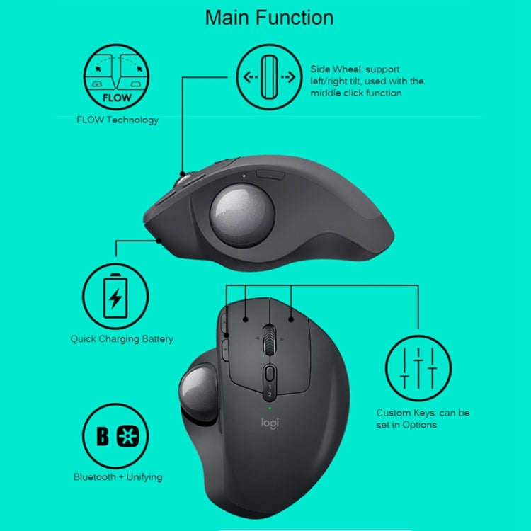 Logitech MX ERGO 440DPI Bluetooth + Unifying Dual-mode Wireless Trackball Optical Mouse(Black) - free shipping - PMC TechLife - Order now!
