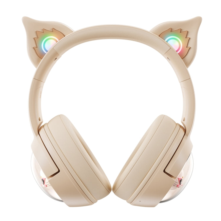 B5 Cat Ear Design USB-C / Type-C RGB Wireless Bluetooth HiFi Headset (Beige) - Multimedia Headset by PMC TechLife | Online Shopping South Africa | PMC TechLife