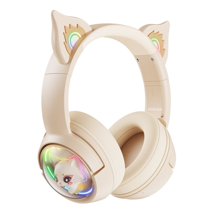 B5 Cat Ear Design USB-C / Type-C RGB Wireless Bluetooth HiFi Headset (Beige) - Multimedia Headset by PMC TechLife | Online Shopping South Africa | PMC TechLife
