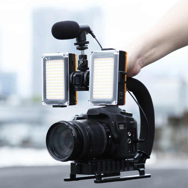 PULUZ U/C Shape Portable Handheld DV Bracket Stabilizer + LED Studio Light + Video Shotgun Microphone Kit with Cold Shoe Tripod Head  for All SLR Cameras and Home DV Camera - free shipping - PMC TechLife - Order now!
