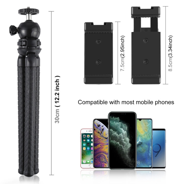 PULUZ Mini Octopus Flexible Tripod Holder with Ball Head & Phone Clamp + Tripod Mount Adapter & Long Screw for SLR Cameras, GoPro, Cellphone, Size: 30cmx5cm - Portable Mini Tripod by PULUZ | Online Shopping South Africa | PMC TechLife | Buy Now Pay Later Mobicred