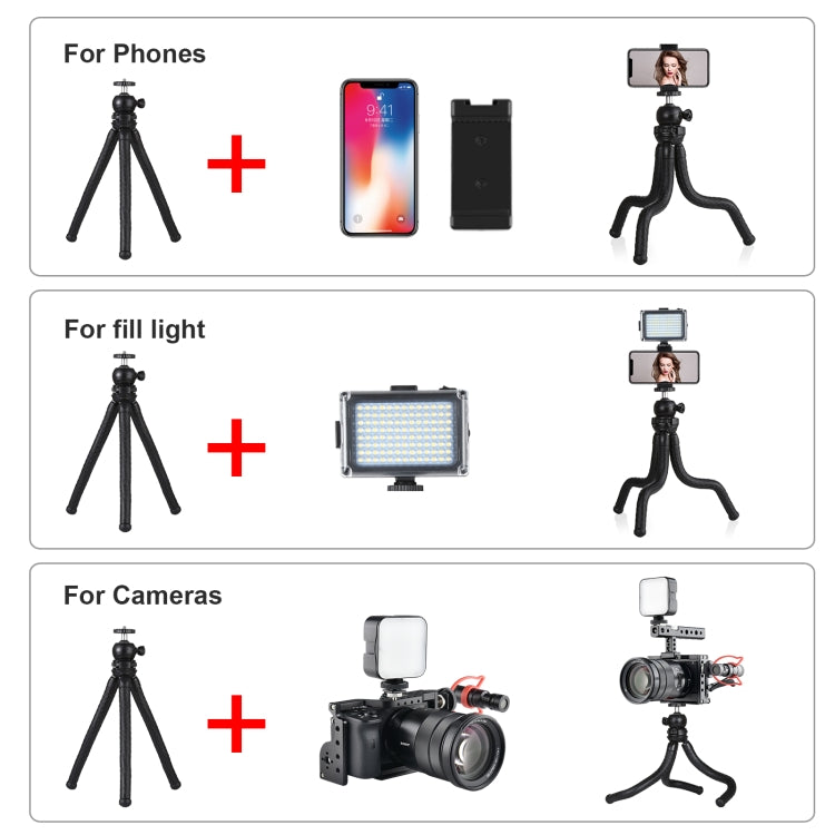 PULUZ Mini Octopus Flexible Tripod Holder with Ball Head & Phone Clamp + Tripod Mount Adapter & Long Screw for SLR Cameras, GoPro, Cellphone, Size: 30cmx5cm - Portable Mini Tripod by PULUZ | Online Shopping South Africa | PMC TechLife | Buy Now Pay Later Mobicred