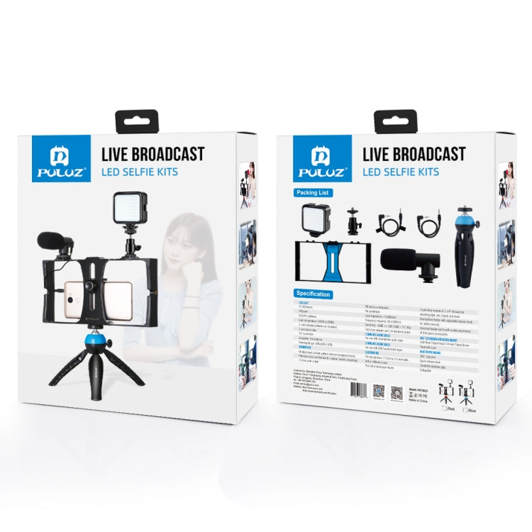 PULUZ 4 in 1 Vlogging Live Broadcast LED Selfie Fill Light Smartphone Video Rig Kits with Microphone + Tripod Mount + Cold Shoe Tripod Head for iPhone, Galaxy, Huawei, Xiaomi, HTC, LG, Google, and Other Smartphones(Red) - free shipping - PMC TechLife - Order now!
