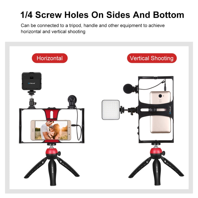 PULUZ 4 in 1 Vlogging Live Broadcast LED Selfie Fill Light Smartphone Video Rig Kits with Microphone + Tripod Mount + Cold Shoe Tripod Head for iPhone, Galaxy, Huawei, Xiaomi, HTC, LG, Google, and Other Smartphones(Red) - free shipping - PMC TechLife - Order now!