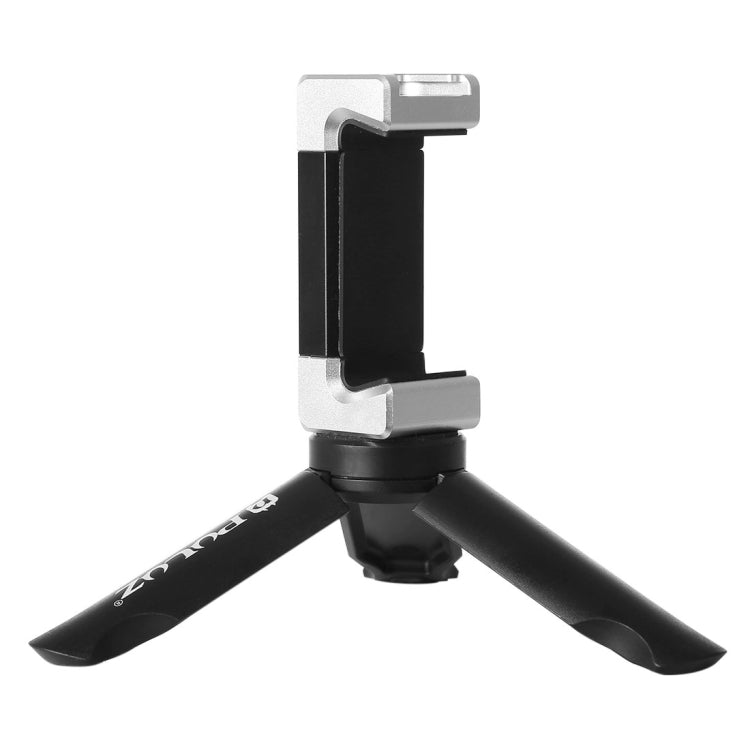 PULUZ Folding Plastic Tripod + Aluminum Alloy Clamp Bracket with Cold Shoe for iPhone, Galaxy, Huawei, Xiaomi, Sony, HTC, Google and other Smartphones - Desktop Holder by PULUZ | Online Shopping South Africa | PMC TechLife | Buy Now Pay Later Mobicred