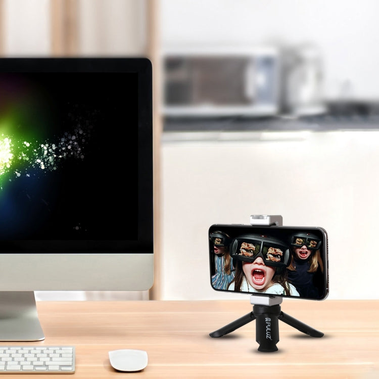 PULUZ Folding Plastic Tripod + Aluminum Alloy Clamp Bracket with Cold Shoe for iPhone, Galaxy, Huawei, Xiaomi, Sony, HTC, Google and other Smartphones - Desktop Holder by PULUZ | Online Shopping South Africa | PMC TechLife | Buy Now Pay Later Mobicred
