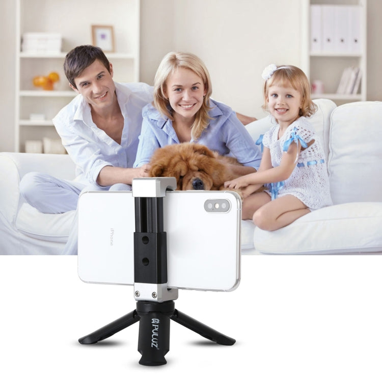 PULUZ Folding Plastic Tripod + Aluminum Alloy Clamp Bracket with Cold Shoe for iPhone, Galaxy, Huawei, Xiaomi, Sony, HTC, Google and other Smartphones - Desktop Holder by PULUZ | Online Shopping South Africa | PMC TechLife | Buy Now Pay Later Mobicred
