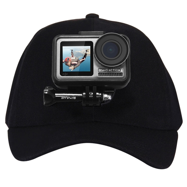 PULUZ Baseball Hat with J-Hook Buckle Mount & Screw for GoPro, DJI OSMO Action and Other Action Cameras(Black) -  by PMC TechLife | Online Shopping South Africa | PMC TechLife