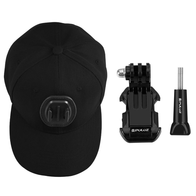 PULUZ Baseball Hat with J-Hook Buckle Mount & Screw for GoPro, DJI OSMO Action and Other Action Cameras(Black) -  by PMC TechLife | Online Shopping South Africa | PMC TechLife