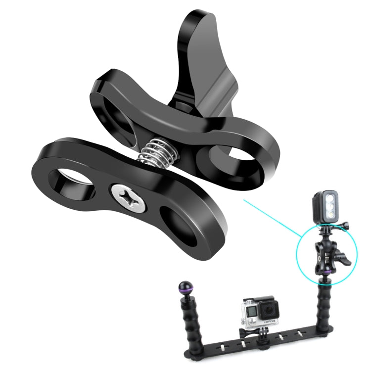 PULUZ Ball Clamp Close Hole Diving Camera Bracket CNC Aluminum Spring Flashlight Clamp for Diving Underwater Photography System(Black) - Diving Accessories by PULUZ | Online Shopping South Africa | PMC TechLife | Buy Now Pay Later Mobicred