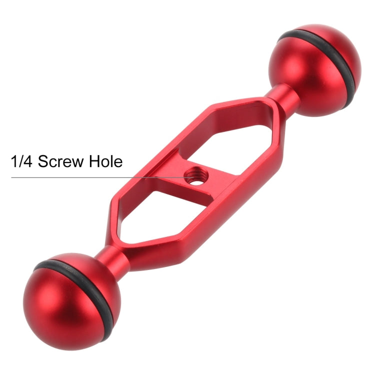 PULUZ 5.0 inch 12.6cm Aluminum Alloy Dual Balls Arm, Ball Diameter: 25mm(Red) - Diving Accessories by PULUZ | Online Shopping South Africa | PMC TechLife | Buy Now Pay Later Mobicred
