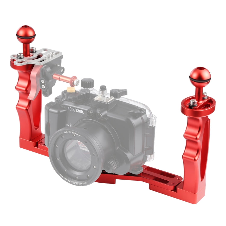 PULUZ Dual Handles Aluminium Alloy Tray Stabilizer for Underwater Camera Housings(Red) - free shipping - PMC TechLife - Order now!