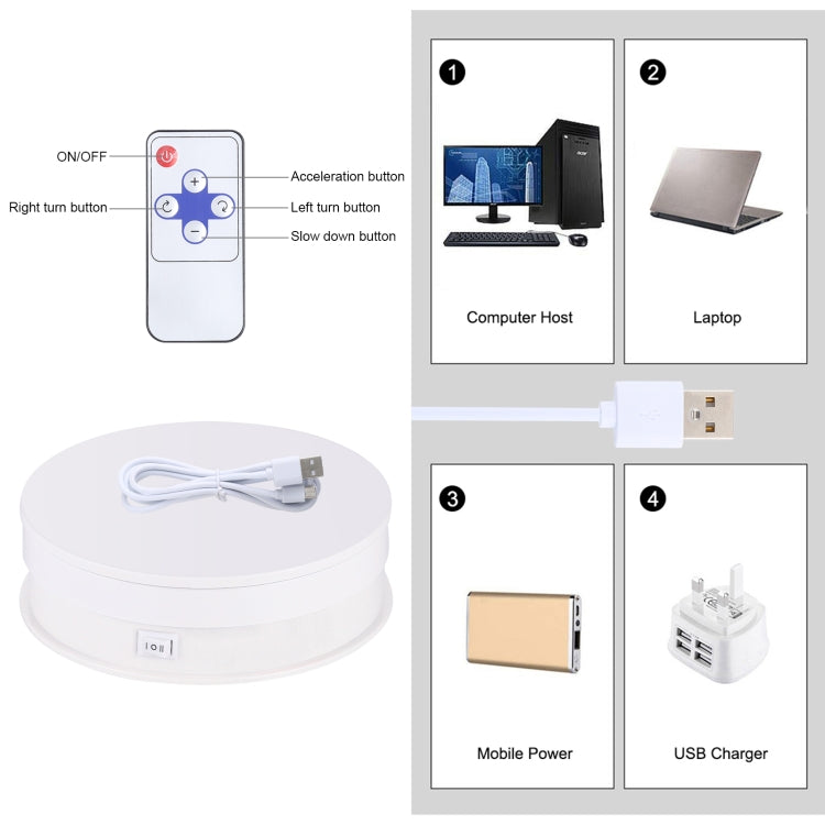 PULUZ 15cm Adjusting Speed Rotating Turntable Display Stand, Load: 3kg(White) -  by PULUZ | Online Shopping South Africa | PMC TechLife | Buy Now Pay Later Mobicred