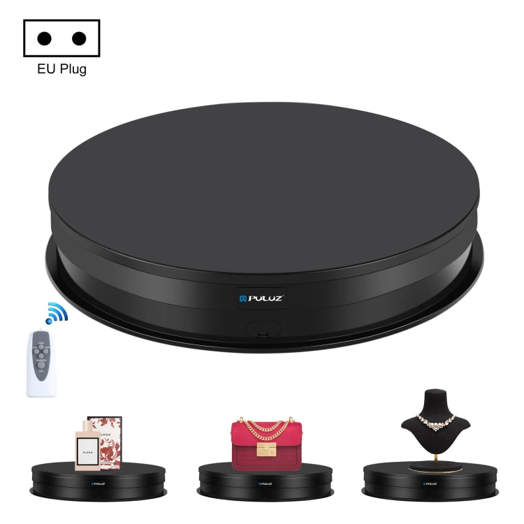 PULUZ 30cm Adjusting Speed Rotating Turntable Display Stand, Load 10-15kg, EU Plug (Black) - free shipping - PMC TechLife - Order now!