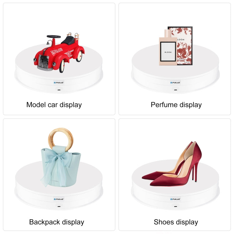 PULUZ 30cm Adjusting Speed Rotating Turntable Display Stand, Load 10-15kg, EU Plug(White) - free shipping - PMC TechLife - Order now!