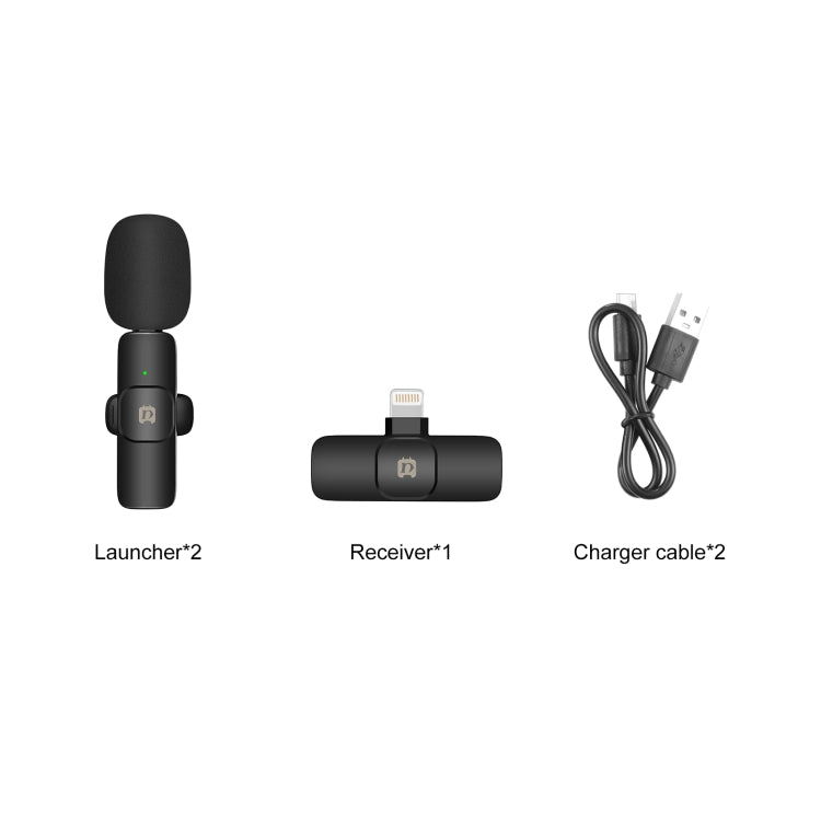 PULUZ Wireless Lavalier Noise Reduction Reverb Microphones for iPhone / iPad, 8-Pin Receiver and Dual Microphones(Black) - Microphone by PULUZ | Online Shopping South Africa | PMC TechLife