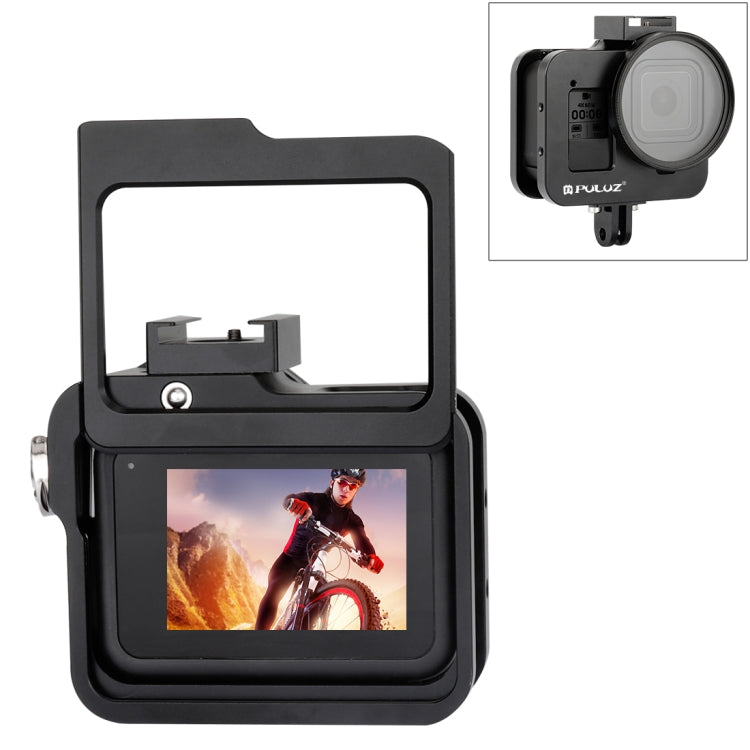 PULUZ Housing Shell CNC Aluminum Alloy Protective Cage with Insurance Frame & 52mm UV Lens for GoPro HERO8 Black(Black) - Metal Cases by PULUZ | Online Shopping South Africa | PMC TechLife | Buy Now Pay Later Mobicred