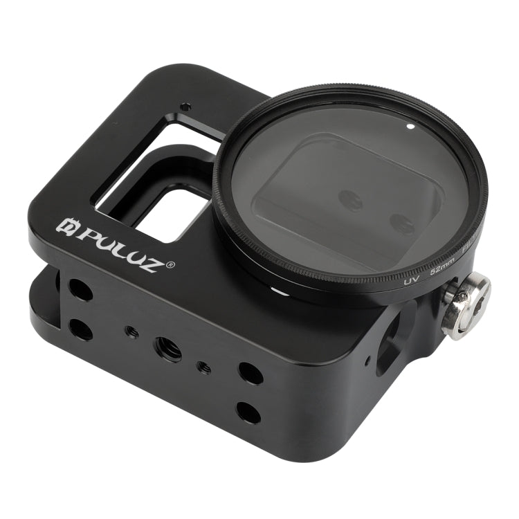 PULUZ Housing Shell CNC Aluminum Alloy Protective Cage with Insurance Frame & 52mm UV Lens for GoPro HERO8 Black(Black) - Metal Cases by PULUZ | Online Shopping South Africa | PMC TechLife | Buy Now Pay Later Mobicred