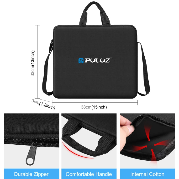 PULUZ 12 inch Ring LED Lights Portable Zipper Storage Bag Shoulder Handbags, Size: 38cm x 33cm x 3cm (Black) - Strap Satchel by PULUZ | Online Shopping South Africa | PMC TechLife