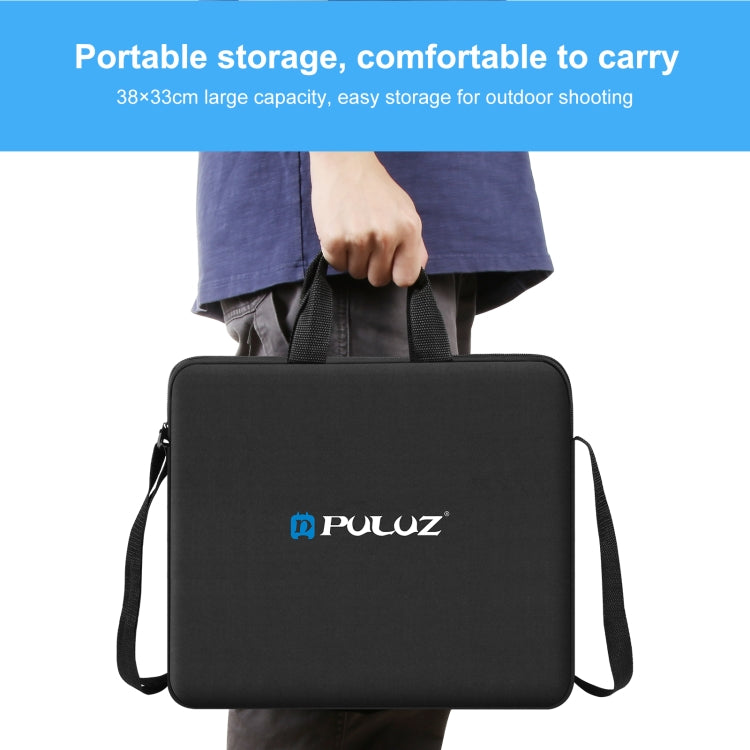 PULUZ 12 inch Ring LED Lights Portable Zipper Storage Bag Shoulder Handbags, Size: 38cm x 33cm x 3cm (Black) - Strap Satchel by PULUZ | Online Shopping South Africa | PMC TechLife