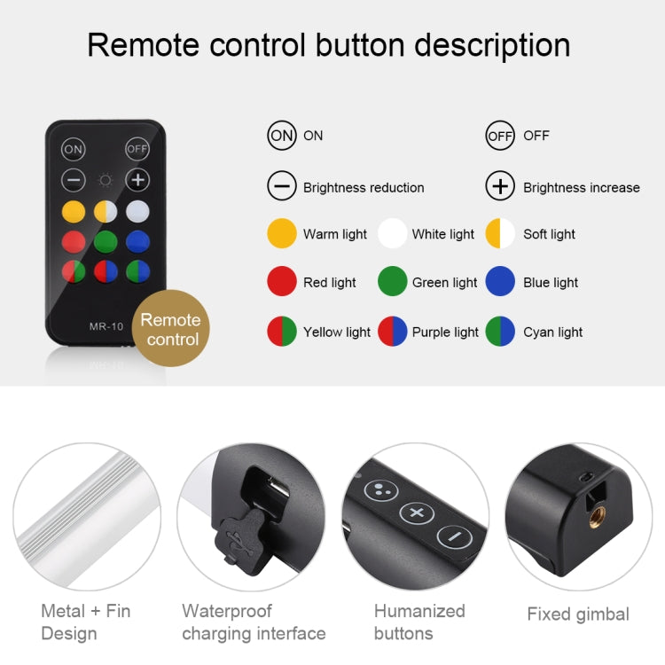 PULUZ RGB Colorful Photo LED Stick Adjustable Color Temperature Handheld LED Fill Light with Remote Control(Black) - free shipping - PMC TechLife - Order now!