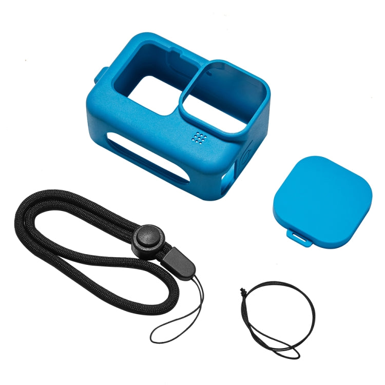 PULUZ for GoPro HERO12 Black /11 Black /10 Black /9 Black Silicone Protective Case Cover with Wrist Strap & Lens Cover(Blue) - Silicone Cases by PULUZ | Online Shopping South Africa | PMC TechLife | Buy Now Pay Later Mobicred