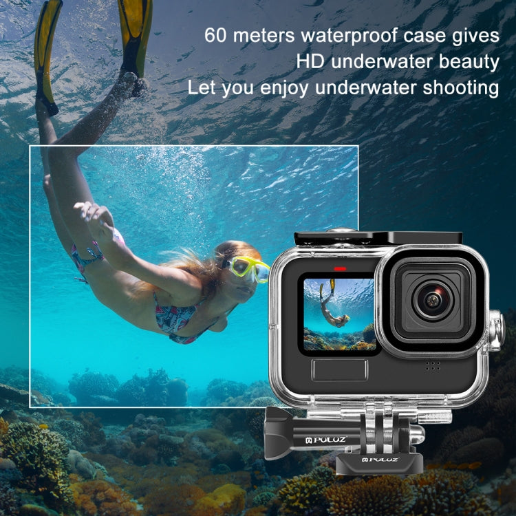 PULUZ for GoPro Hero11 Black / HERO10 Black / HERO9 Black 60m Waterproof Housing Protective Case with Buckle Basic Mount & Screw - Waterproof Cases by PULUZ | Online Shopping South Africa | PMC TechLife