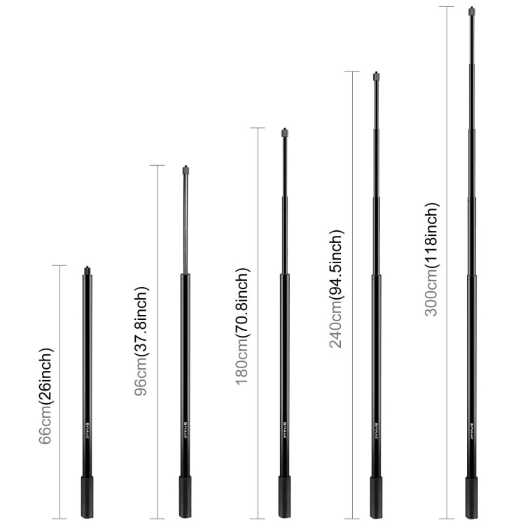 PULUZ 3m Metal Selfie Stick Monopod  for Insta360 One RS / X2 / X3 (Black) - Self Monopod Grip by PULUZ | Online Shopping South Africa | PMC TechLife | Buy Now Pay Later Mobicred