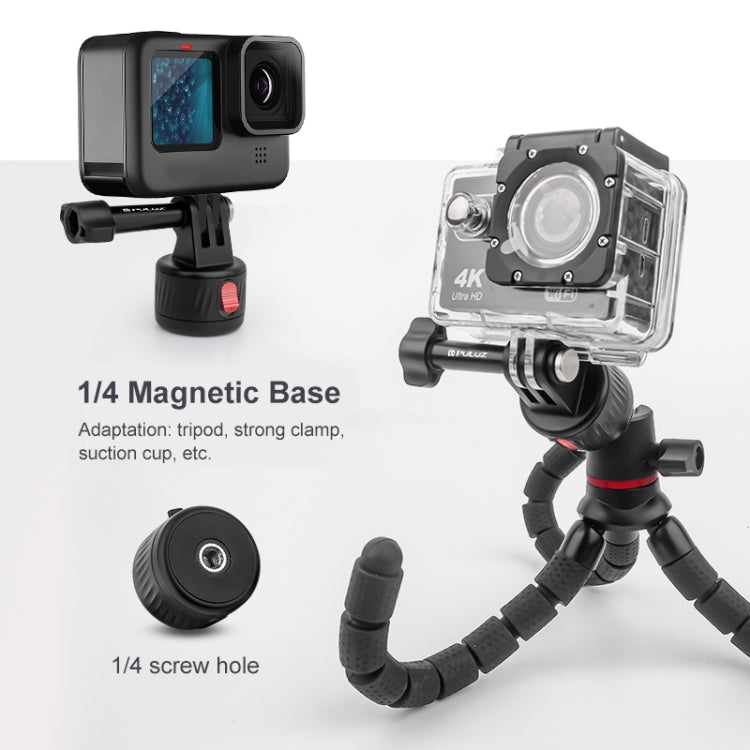 PULUZ Action Camera 1/4 inch Magnetic Base Adapter (Black) - Connection Mount by PULUZ | Online Shopping South Africa | PMC TechLife | Buy Now Pay Later Mobicred