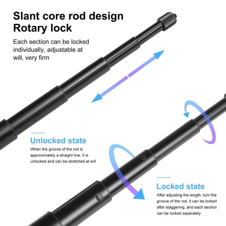PULUZ 110cm Metal Selfie Stick Monopod with Invisible Adapter Base & Screw for Insta360 One RS / X2 / X3 - Self Monopod Grip by PULUZ | Online Shopping South Africa | PMC TechLife | Buy Now Pay Later Mobicred