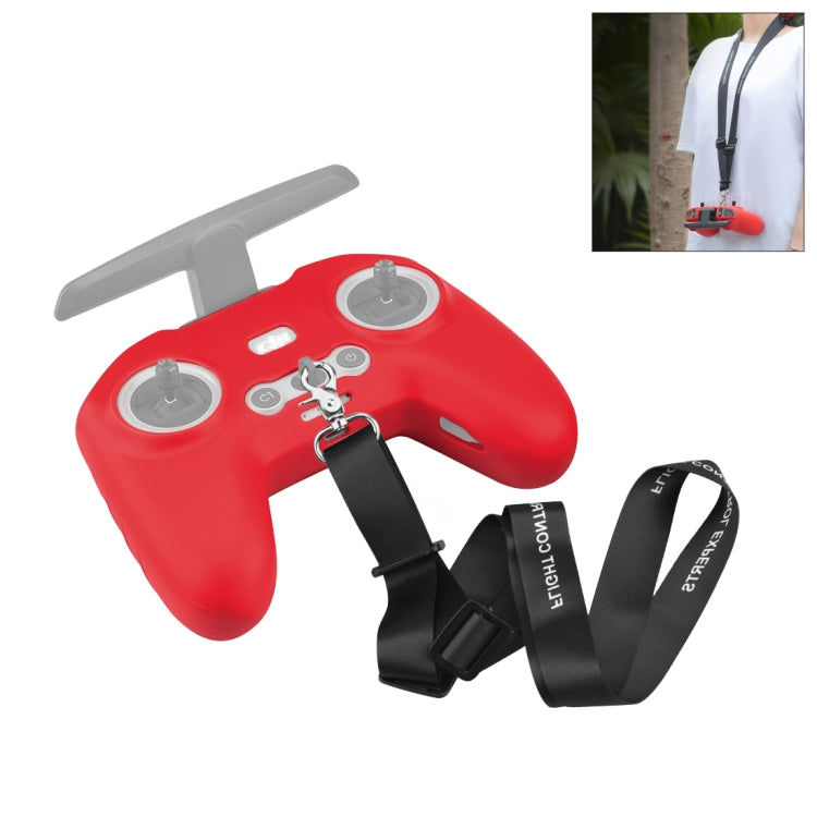For DJI FPV Combo Remote Control PULUZ Silicone Protective Case with Neck Strap(Red) - Cases & Bags by PULUZ | Online Shopping South Africa | PMC TechLife | Buy Now Pay Later Mobicred